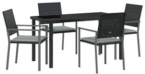 vidaXL Σέτ φαγητού για κήπο 5 pcs Μαύρο Πολυ ράταν