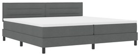 vidaXL Κρεβάτι Box Spring με Στρώμα & LED Γκρι Σκούρο 200x200 εκ. Υφάσματος
