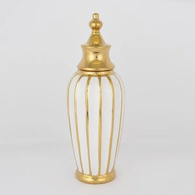 ΒΑΖΟ ΚΕΡΑΜΙΚΟ ΛΕΥΚΟ -  ΧΡΥΣΟ 12.5x39cm