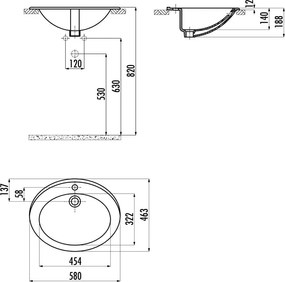 Creavit TP230 - Ένθετος Νιπτήρας Πορσελάνης 58x46.3