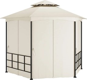 vidaXL Κιόσκι με Πλευρικά Τοιχώματα Κρεμ 3,1 x 2,7 μ.