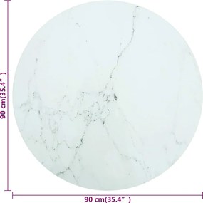vidaXL Επιφάνεια Τραπεζιού Λευκή Ø90 x 1 εκ. Ψημ. Γυαλί Μαρμ. Σχέδιο
