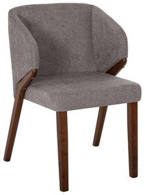 Καρέκλα Radder HM9749 50x53x77cm Ύφασμα &amp; Rubberwood Walnut-Grey Rubberwood,Fabric