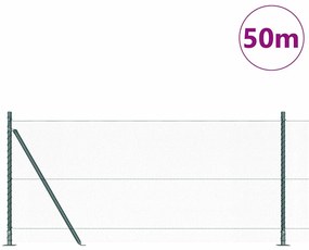 vidaXL Φράχτης με Στήλες. Πράσινο 0.8 x 50 μ Ατσάλι με επικάλυψη PVC