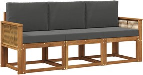 vidaXL Σειρά Καναπέ Εξωτερικού 3 pcs Φυσικό και Ανθρακί Πολυεστέρας