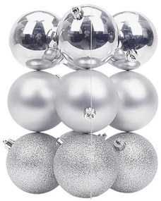 Σετ Χριστουγεννιάτικες μπάλες - 8cm - 12pcs - 326079 - Silver-326079_SILVER
