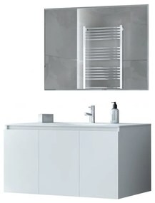 DROP Σετ επιτοίχιου επίπλου μπάνιου, Verona 100, Slim, Λευκό, Drop DROP986679