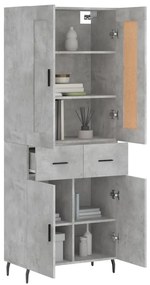 vidaXL Ντουλάπι Γκρι Σκυροδέματος 69,5x34x180 εκ. Επεξεργασμένο Ξύλο