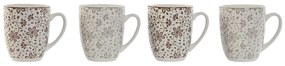 Σετ 4 Κούπες Φλιτζάνια Home ESPRIT Καφέ Μπεζ Blomster 340 ml