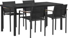 vidaXL Σετ Εξωτερικών Επίπλων 5 pcs Μαύρο και Ανθρακί Textilene