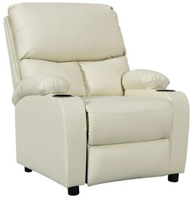 Armchair relax with cupholder Gartia pu in cream color 79x94x102cm 79x94x102 εκ.