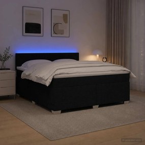 vidaXL Κρεβάτι Box Spring με Στρώμα και LED Μαύρο 140 x 200 cm Ύφασμα