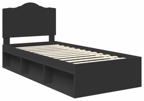 vidaXL Σκελετός Κρεβατιού Μαύρο 90 x 200 cm Στερεά ξυλεία πεύκου