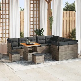 vidaXL Σετ Καναπέ Κήπου με μαξιλάρι 12 pcs Γκρι 80 x 80 x 71 cm