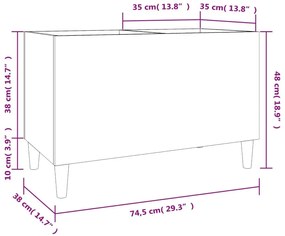 Δισκοθήκη Γυαλιστερή Λευκή 74,5x38x48 εκ. Επεξεργασμένο Ξύλο - Λευκό