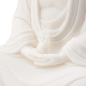 Βούδας άγαλμα διακοσμητικό καθήμενος, λευκού χρώματος - διαστάσεων 18Χ13Χ23 CM [μαρμαρόσκονη/ρητίνη]