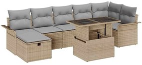 vidaXL Σετ Καναπέ Κήπου με μαξιλάρι 8 pcs Μπεζ Πολυ ράταν
