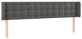 Κεφαλάρι Κρεβατιού LED Σκούρο Γκρι 203x16x78/88 εκ. Βελούδινο 3123737