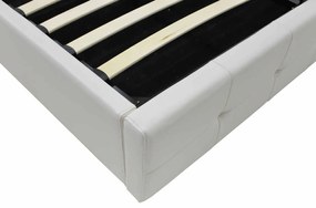 Κρεβάτι Roi pakoworld διπλό 160x200 PU λευκό ματ + αποθηκευτικό χώρο με ανατομικές τάβλες
