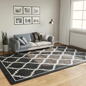 vidaXL Χαλί Πλενόμενο Μαύρο και Λευκό 190 x 300 εκ.