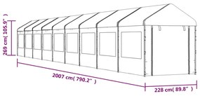 vidaXL Κιόσκι με Τέντα Λευκό 20,07 x 2,28 x 2,69 μ. από Πολυαιθυλένιο