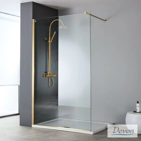 DEVON IWIS WALK-IN IW70C-211 Διαχωριστικό Κρύσταλλο Ντουζιέρας με βραχίονα στήριξης Gold Brushed PVD 67-69 εκ. - ύψος 200 εκ