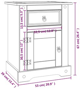 Κομοδίνο Μεξικάνικο Στιλ Corona 53 x 39 x 66 εκ. Ξύλο Πεύκου - Καφέ