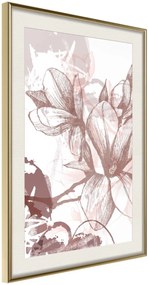 Αφίσα - Drawn Flower - 20x30 - Χρυσό - Με πασπαρτού