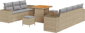 vidaXL Σετ Καναπέ Κήπου 10 pcs Μπεζ συνθετικό ρατάν