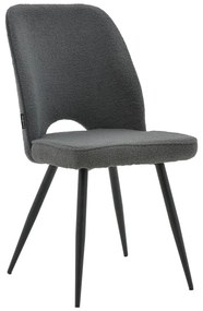 Καρέκλα Renish pakoworld μπουκλέ γκρι-μεταλλικό μαύρο πόδι 61x47x91.5εκ Model: 029-000210