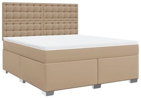 Κρεβάτι Boxspring με Στρώμα Καπουτσίνο 180x200 εκ. Συνθ. Δέρμα - Καφέ