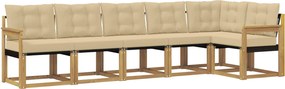 vidaXL Σειρά Καναπέ Εξωτερικού με μαξιλάρι 6 pcs Λευκό και Μπεζ