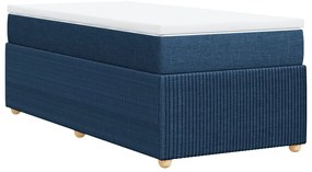 vidaXL Κρεβάτι Boxspring με Στρώμα Μπλε 90x190 εκ.Υφασμάτινο