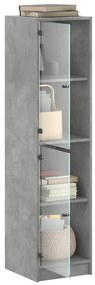 vidaXL Ντουλάπι Γκρι Σκυροδέματος 35x37x142 εκ. με Γυάλινες Πόρτες