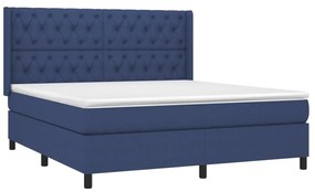 Κρεβάτι Boxspring με Στρώμα Μπλε 160x200 εκ. Υφασμάτινο - Μπλε