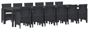 vidaXL Σέτ φαγητού για κήπο 13 pcs Ανθρακί Rattan Polt