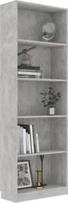 vidaXL Βιβλιοθήκη με 5 Ράφια Γκρι Σκυροδέμ. 60x24x175 εκ. Επεξ. Ξύλο