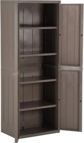 vidaXL Ντουλάπι Αποθήκευσης Κήπου Καφέ 65x45x172 εκ. PP Εμφάνιση Ξύλου