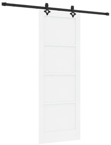 vidaXL Συρόμενη Πόρτα με Σετ Σιδηρικών Λευκή 78x211 εκ. Συμπαγές Ξύλο Πεύκου