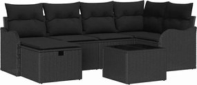 vidaXL Σετ Καναπέ Κήπου με μαξιλάρι 7 pcs Μαύρο Πολυ ράταν