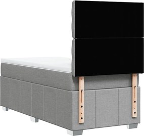 vidaXL Κρεβάτι Boxspring με Στρώμα Ανοιχτό Γκρι 100x200 εκ. Υφασμάτινο