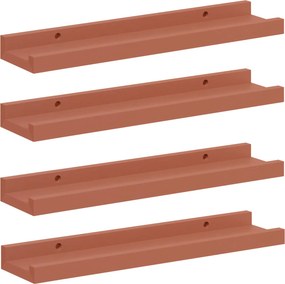 vidaXL Ράφι Τοίχου 4 pcs Κόκκινο 40 x 9 x 3 cm Επεξεργασμένο ξύλο