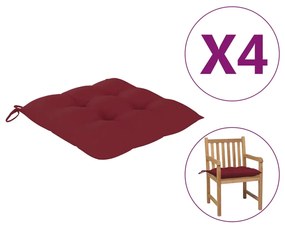 vidaXL Μαξιλάρια Καρέκλας 4 τεμ. Μπορντό 50 x 50 x 7 εκ. Υφασμάτινα
