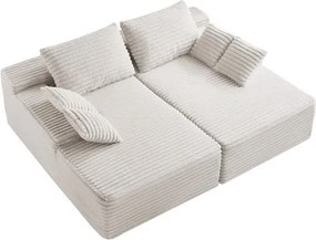 VEVOR Oversized Double Chaise Lounge 82.7-Inch Corduroy Loveseat Sofa Beige