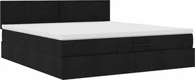 vidaXL Οθωμανικό κρεβάτι με στρώμα Μαύρο 200x200 cm Ύφασμα