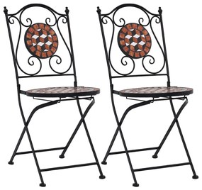 Καρέκλες Bistro «Μωσαϊκό» 2 τεμ. Καφέ Κεραμικές