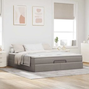 vidaXL Οθωμανικό κρεβάτι με στρώμα Taupe 160x200cm ύφασμα