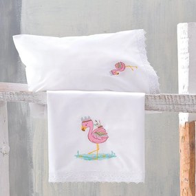 Σεντόνια Βρεφικά Σετ 3τμχ Με Κέντημα Flamingo Multi Ρυθμός Cradle 105x160cm 100% Cotton