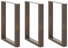 Πόδια Τραπεζαρίας σε Σχήμα U 3 τεμ. από Φυσικό Ατσάλι 70x(72-73) εκ. Ατσάλι