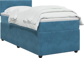 vidaXL Κρεβάτι box spring με στρώμα Σκούρο Μπλε 100 x 200 cm Βελούδο